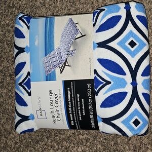 Mainstays Beach Lounge Chair Cover! NWTS! Blue And White!!!